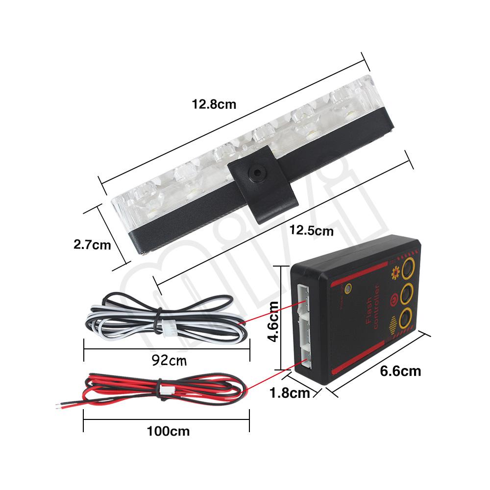 Luci stroboscopiche a LED della polizia Luci lampeggianti Fso Flash automatico Avvertimento Luce stroboscopica Ambulanza Lampada a 6 LED per auto con controllo cablato