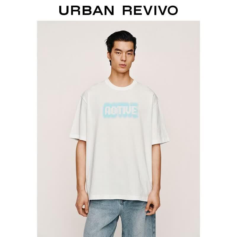 UR 2026 Men s Trendy Color-block Tie-dye Letter Print T-shirt L