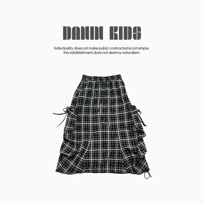 DaYin Girls' Casual Plaid A-line Long Skirt