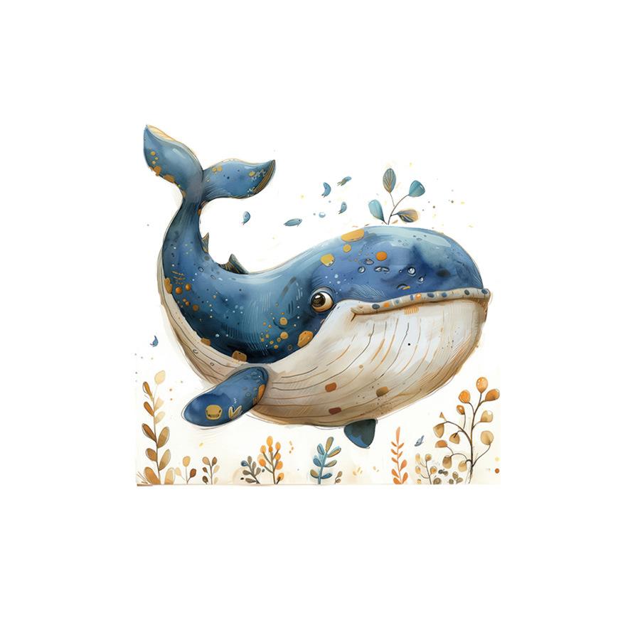 Cartoon Ocean Whale Waterproof Self Adhesive Wall Sticker for Bedroom Background Bathroom Toilet Home Decor