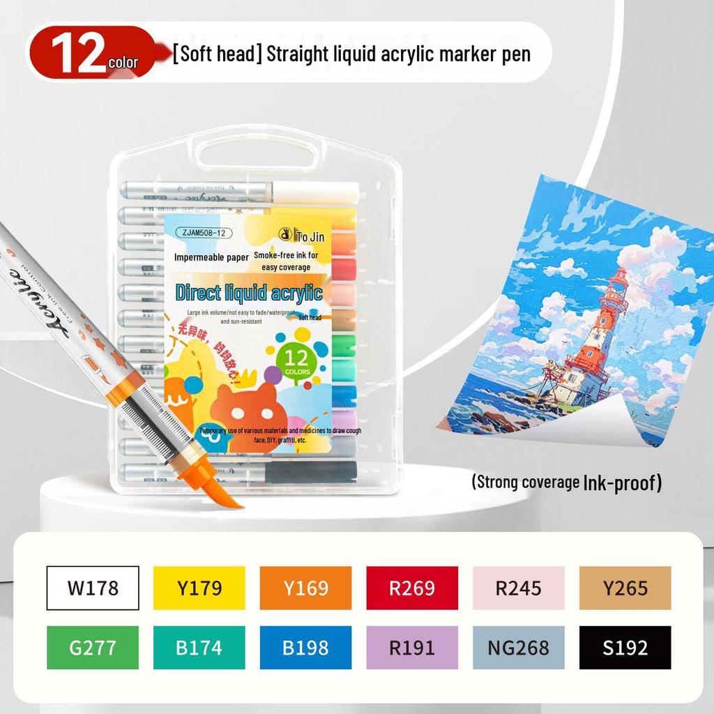 Zhi Jin Liquid Acrylic Marker - Soft Tip, Opaque Watercolor Pen for DIY Graffiti & Elementary School Art.