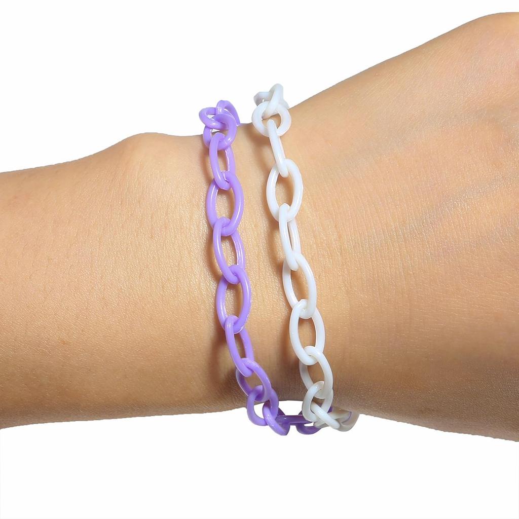 40cm Pick Color Acrylic Chain For Jewelry Making DIY Bracelet Mobilephone Chain Charm Decoration