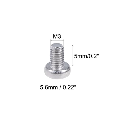 uxcell M3 Screws, Machine Screws, Bolts, M3x5mm, Silver Gray, Pan Head Machine Screws, 304 Stainless Steel, Pack of 30