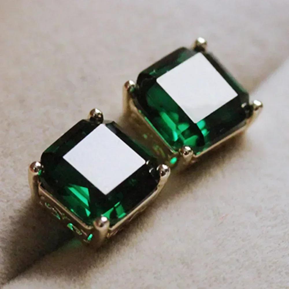 Modische Bankett Elegante Smaragd Zirkonia Ohrringe, Hochwertig Eingelegte Hochzeitsstil Schwingende Zirkon Accessoires