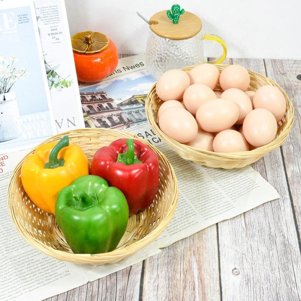 Vegetable Food Woven Basket Desktop Decoration Kitchen Storage Tray Supplies  Kitchen Accessories