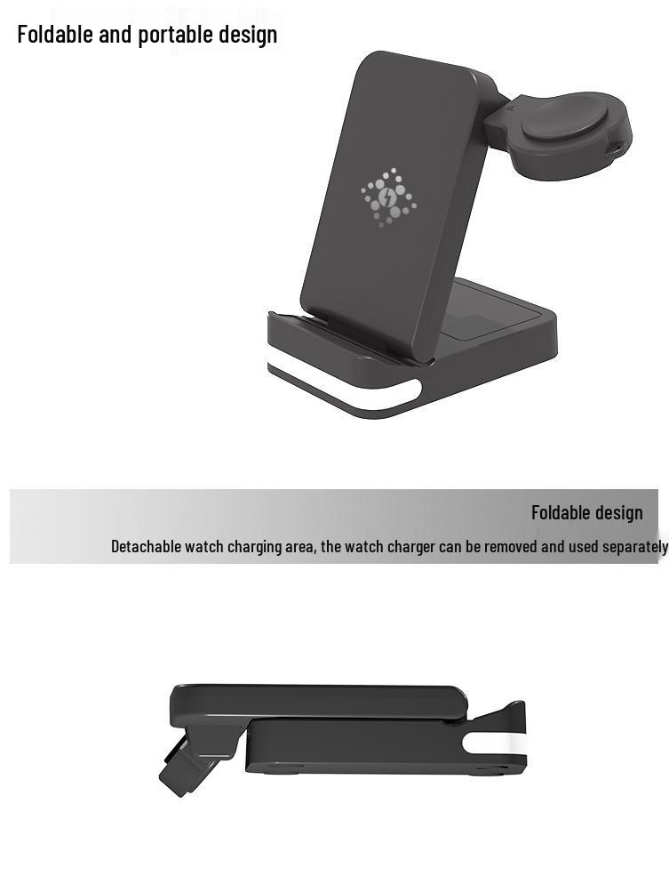 3-in-1 15W Fast Charging Foldable Wireless Charger for Apple, Samsung, Huawei & Google Devices