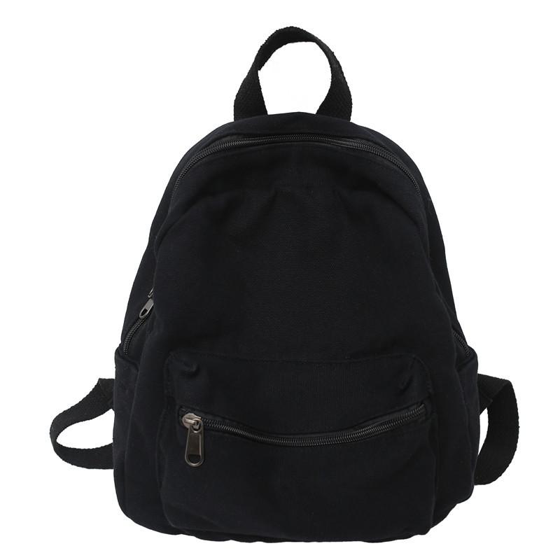 Schoolbag Fashion New Casual Solid Color Schoolbag Female Retro College Student Ins Backpack Travel Washed Canvas Small Backpack