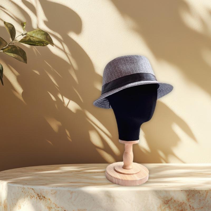 Wig Stand with Head Mannequin Head Stand with Wood Base for Multiple Wigs Hat Wig Head Stand Wig Display Stand Black