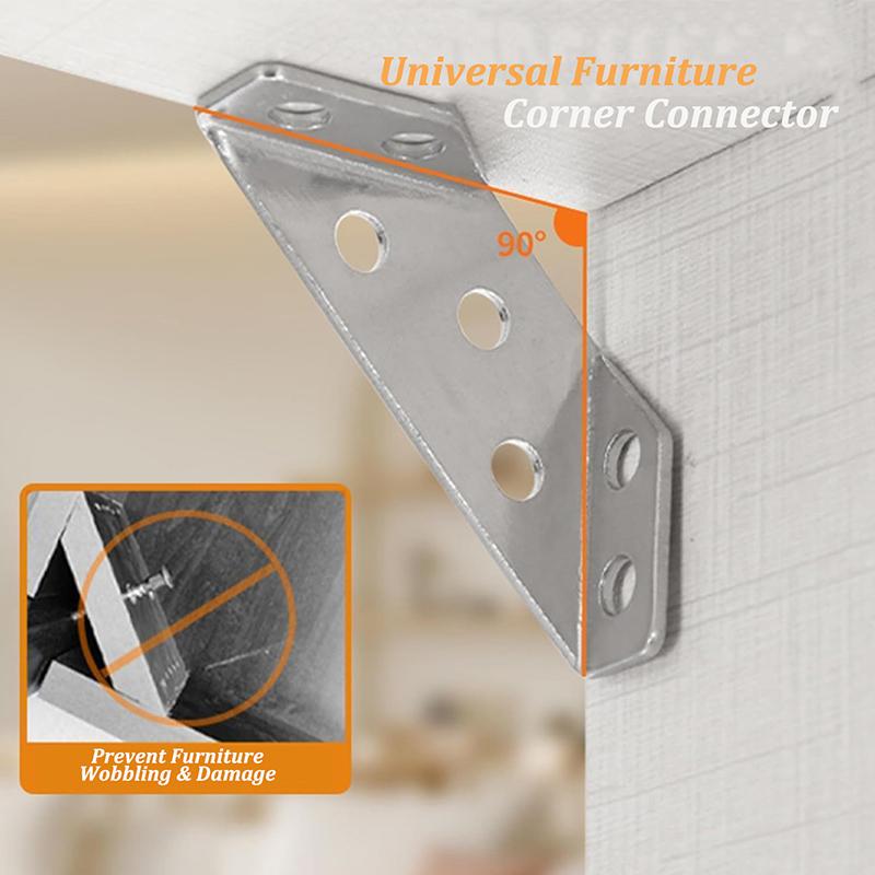 Stainless Steel Corner Brace Furniture Corner Bracket Cabinet Drawer Fastener With Screw Support Angle Code for Shelf