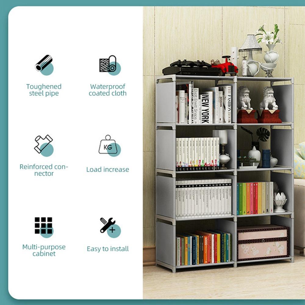 Freestanding 8 Cube Storage Vertical Tall Bookcase Shelf Book Organize 5-Tier Book Shelf  Bedroom