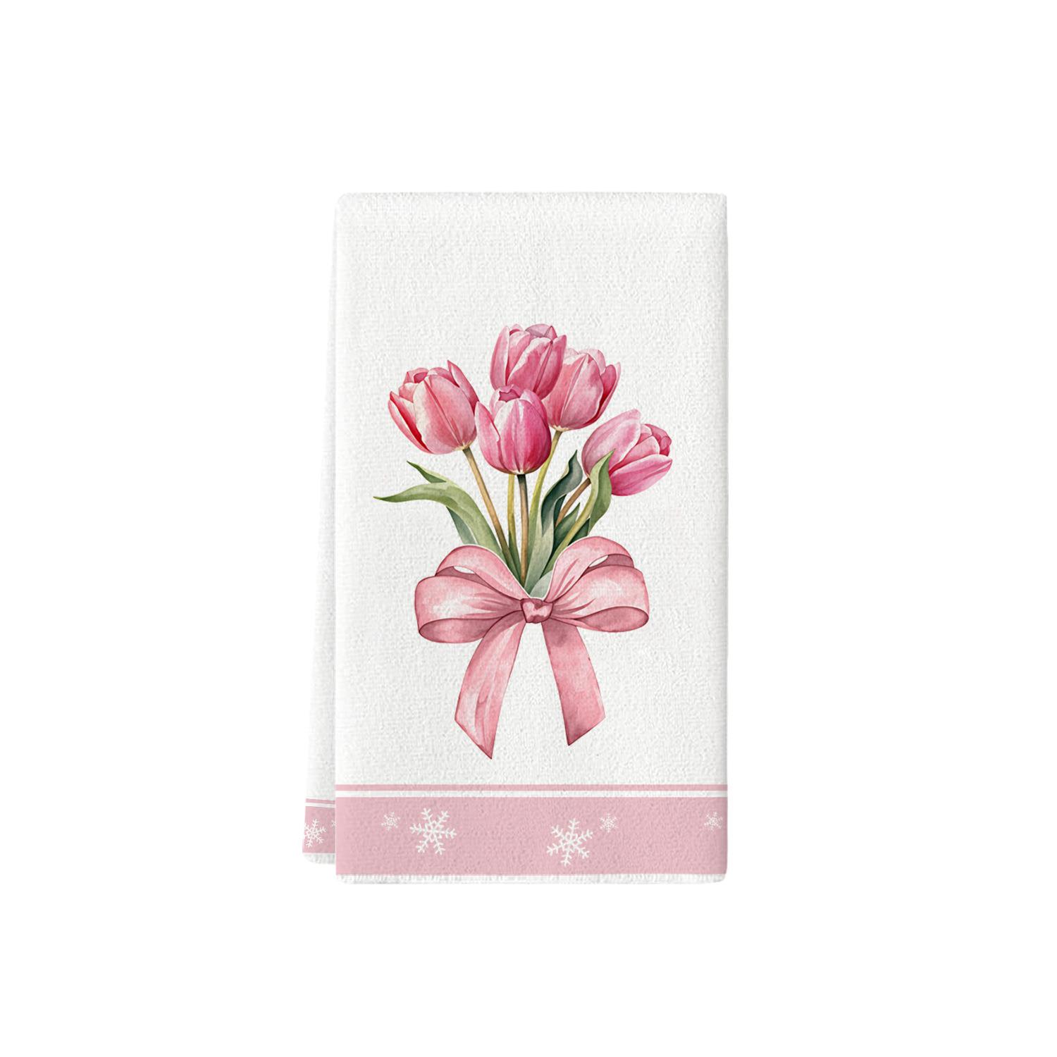 

1Pc Bow or Tulip Kitchen Towels, Ultra-Fine Microfiber Highly Absorbent Soft Hand Towels, Dishcloths & Tea Towels for Decor