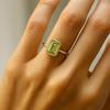 Emerald Cut Green Peridot Stone Gold Plated Ring for Women – Elegant Fashion Jewelry