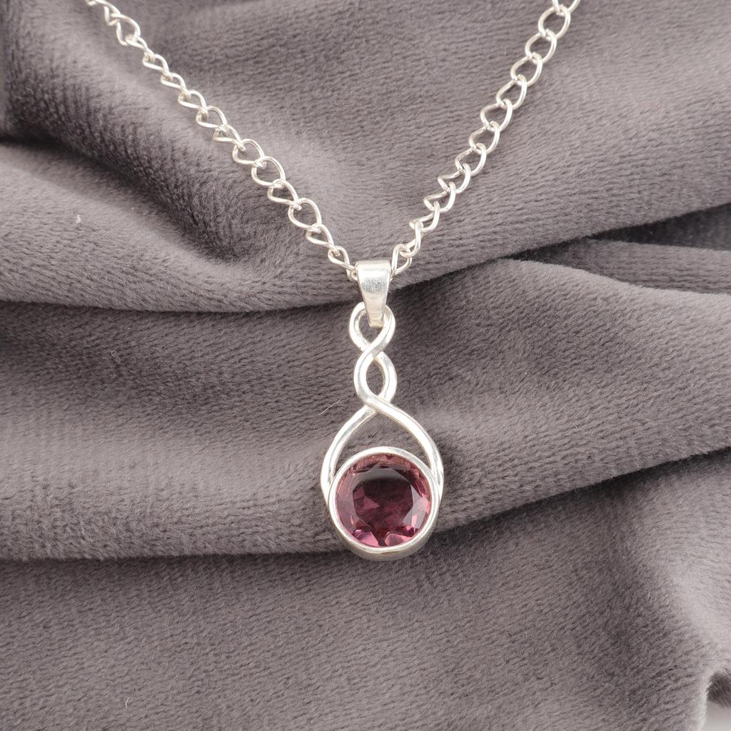 Rhodolit Ädelstenssmycken, Handgjort Silverhänge, 925 Massivt Sterlingsilverhänge För Mors Gåva