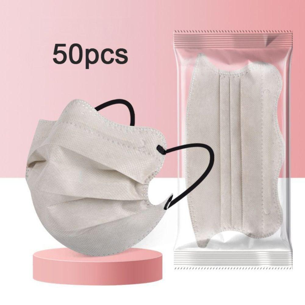 50pcs Morandi Color Anti Dust Mask V-face Protective Face Cover Women Female Disposable Face Mask