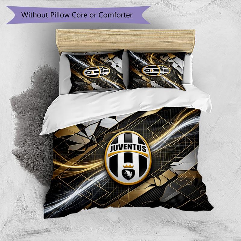 Set Biancheria da Letto 3 Pezzi con Stampa Pattern Juventus FC Morbido Delicato sulla Pelle Lavabile Copripiumino e Federe Set Stagione Unica Camera da Letto