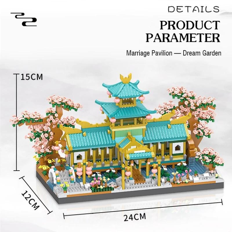 2350Pcs 3D Retro Chinese Villa Building Blocks Countyard Architecture Flower Garden Model Toys Creative DIY Blocks Bricks Decor