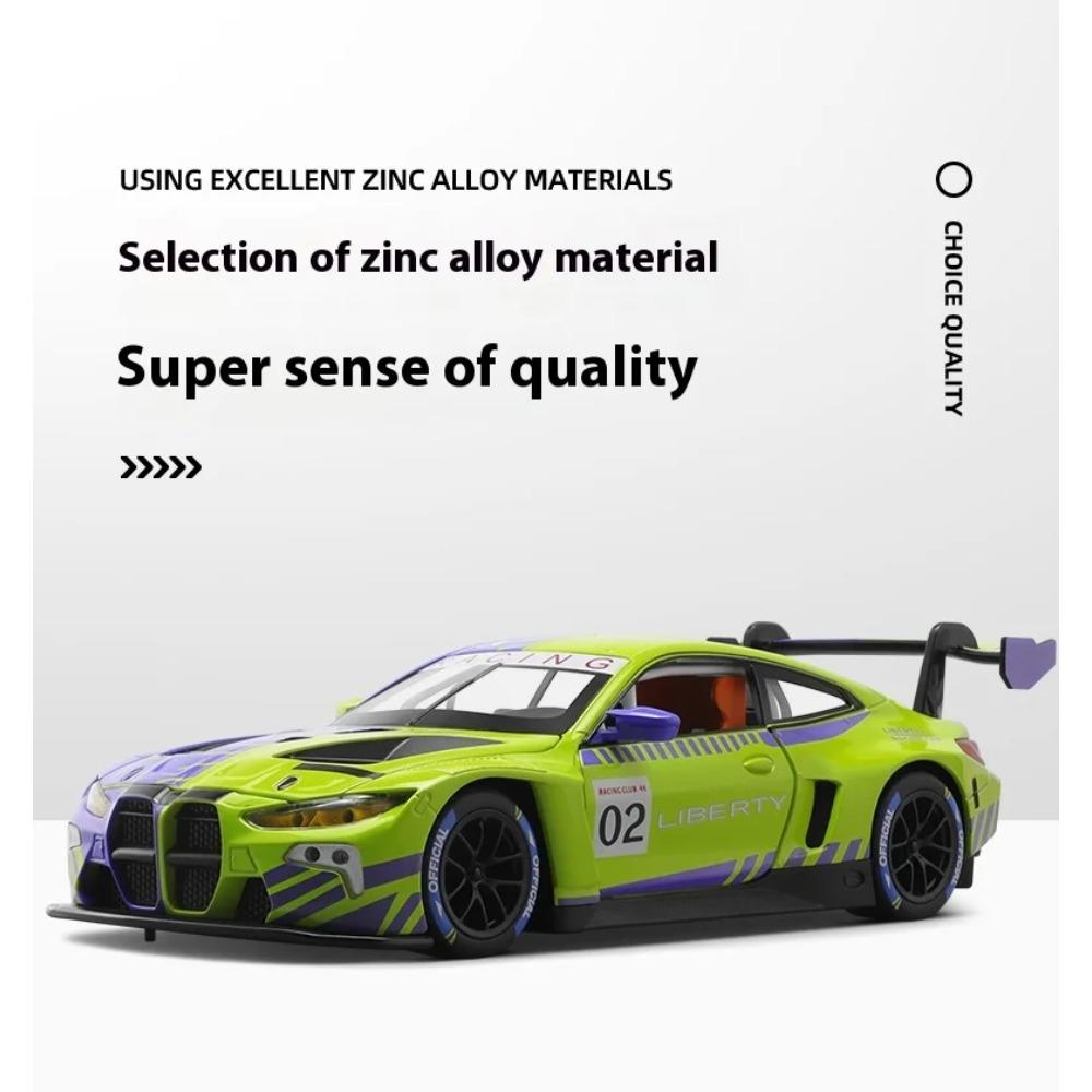1/24 BMW M4 GT3 Couple Super Racing Mini GT Alloy Metal Diecast Car Model Sound & Light Collecting Hobby Decorative Ornament Boy