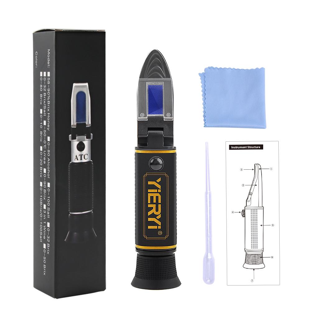 

YG-32S Dual Scale Beer Refractometer With LED Light 0-32% Brix 1.000-1.130 SG Wort ATC Handheld Wine Hydrometer Sugar Tester