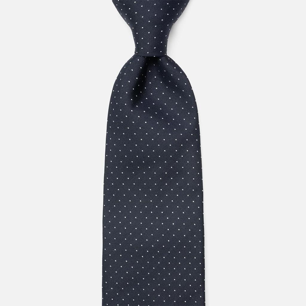Robert Fraser Silk Necktie for Business and Formal Wear (Dot/Navy)