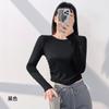 Autumn Winter Solid Long Sleeve Fitted Breathable Yoga Top For Women