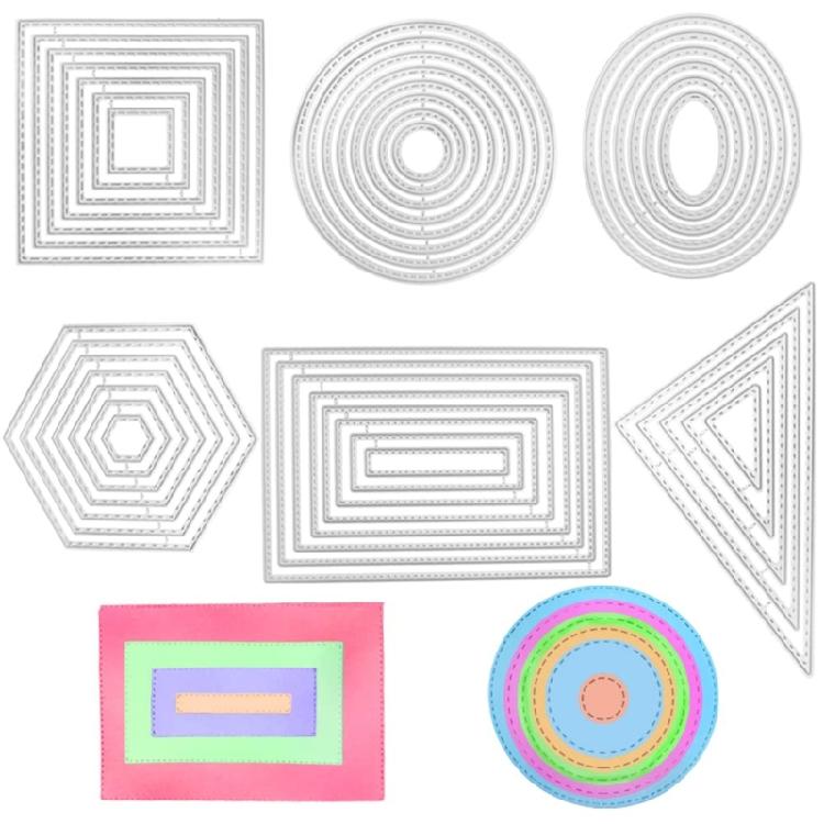 Carbon Steel Die Cut 6Pcs Geometric Cutting Dies Stencils for Card Making Photo Album Decoration Carbon Steel Die Cut