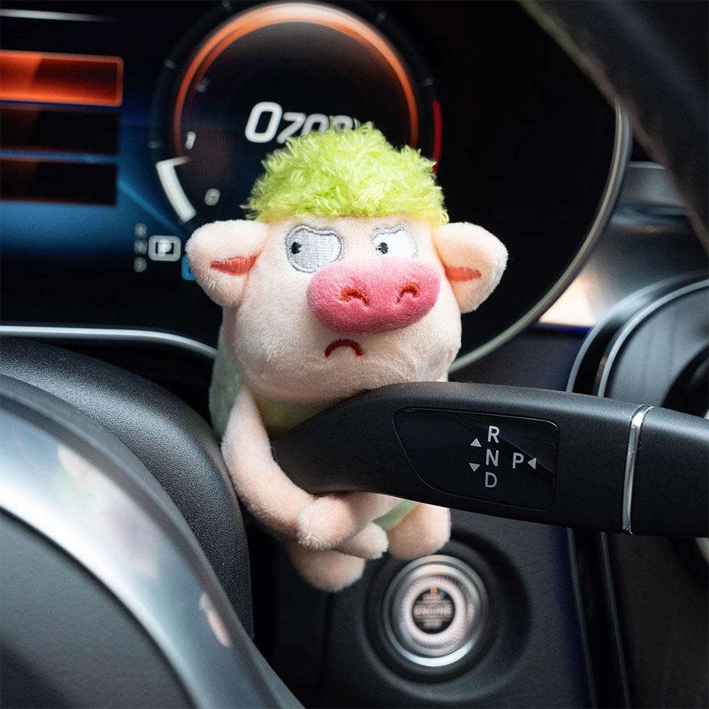 Car Decoration Plush Dolls Pilot Steering Lights Ornament Cute Pig Wye Windshield Bows Wiper Steering Wheel Accessories
