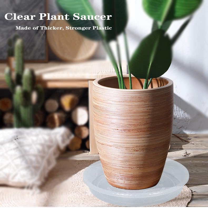 Saucer 6 Pack of 12 inch, Clear Plastic Flower Pot Saucer, Heavy Duty Drip Trays Saucers for Indoor,