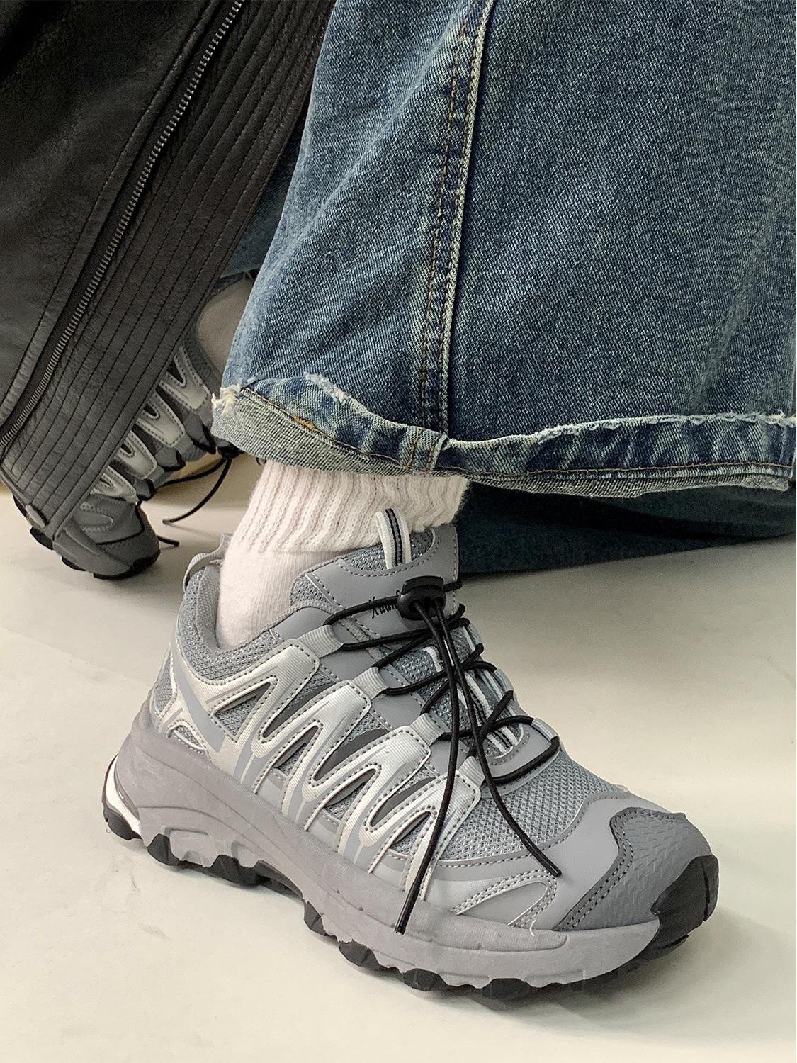 

Нишевые ленивые ретро-туристические ботинки в стиле Гонконга для женщин на толстой подошве, для маленьких ног, спортивные, для альпинизма, кроссовки для папы, ins 40 серый