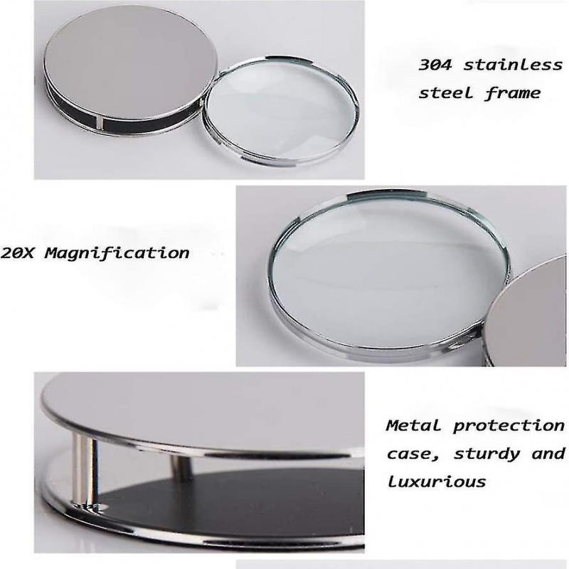 20x Folding Pocket Magnifier With Metal Case Foldable Reading Magnifier Portable