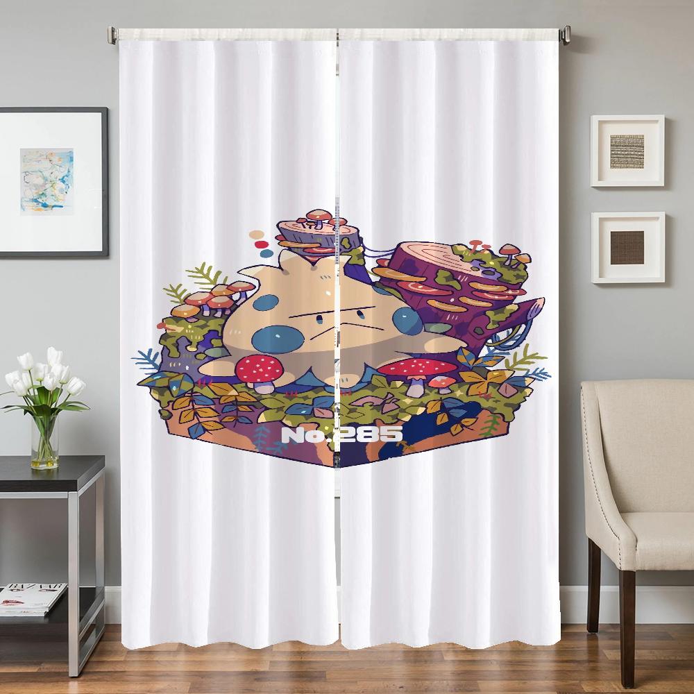 Home Interior Kitchen Curtains for Living Room 2 Pieces Blackout Curtains Door Curtain Pokemon Partition Bedroom Decoration