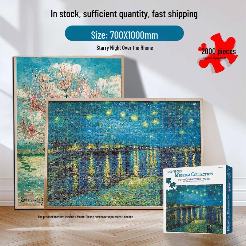Van Gogh Starry Night 2000-Piece Jigsaw Puzzle, Extra Large, Decorative & Educational for Adults.