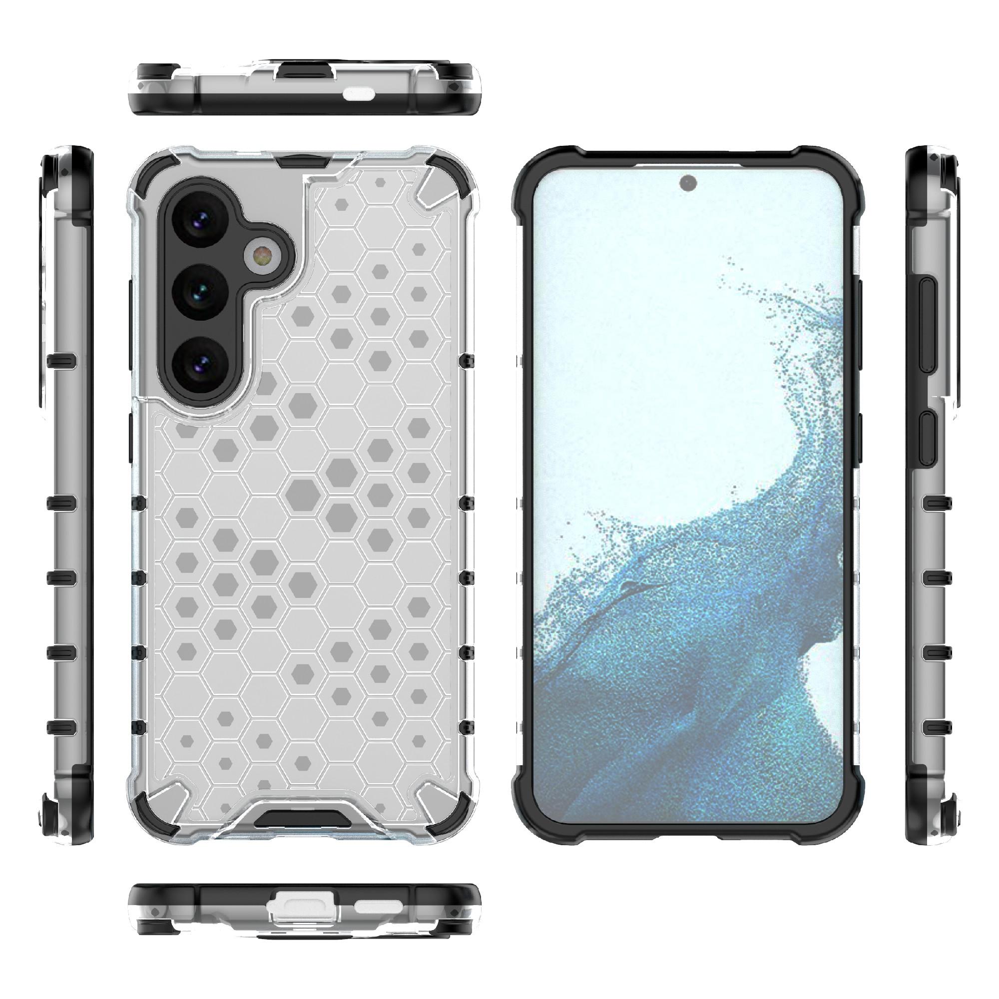 

For Samsung Galaxy S24 Case TPU+PC Honeycomb Design Phone Cover Grey