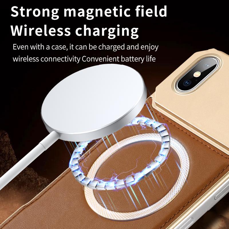 KEYSION Luxury Magnetic PU Leather Aromatherapy Phone Case for iPhone X XS Max Wireless Charging Borderless Back Cover