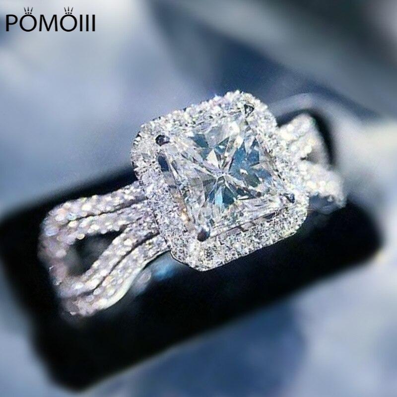 Luxury Female White Crystal Stone Ring Irregular Zirconia Wedding Rings for Woman Trendy Geometric Zircon Engagement Ring