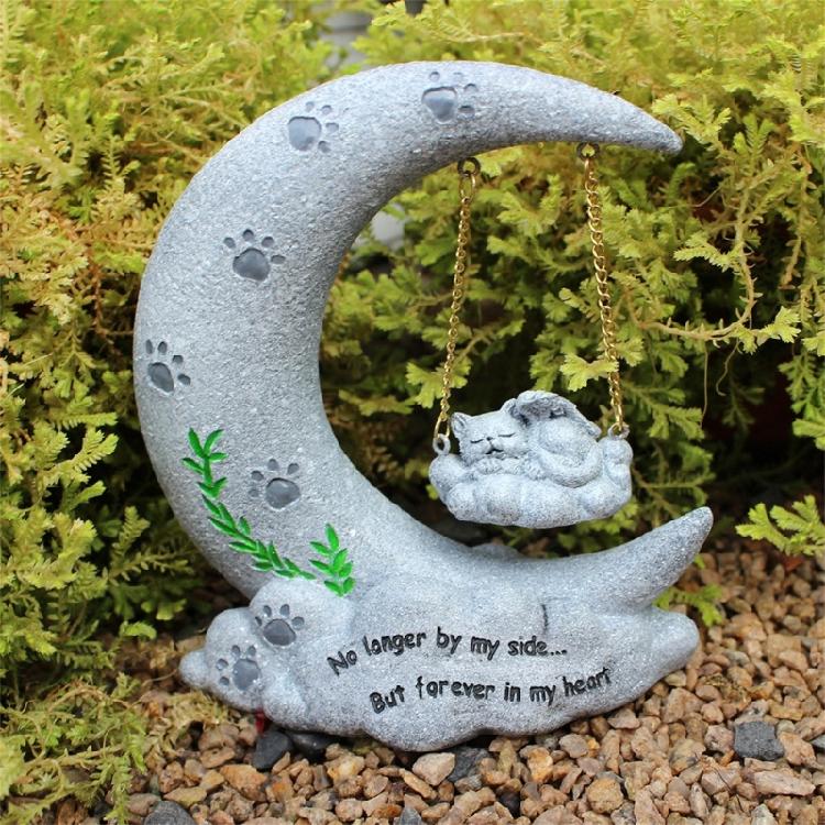 Pet Memorial Statue Dogs Cats TombstonesFigurine Resins Sculpture Garden Decors