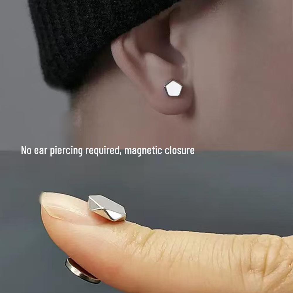 Rhomboid No-Pierce Magnetic Stud Earrings: Versatile, Fashionable, High-End Luxury Accessory