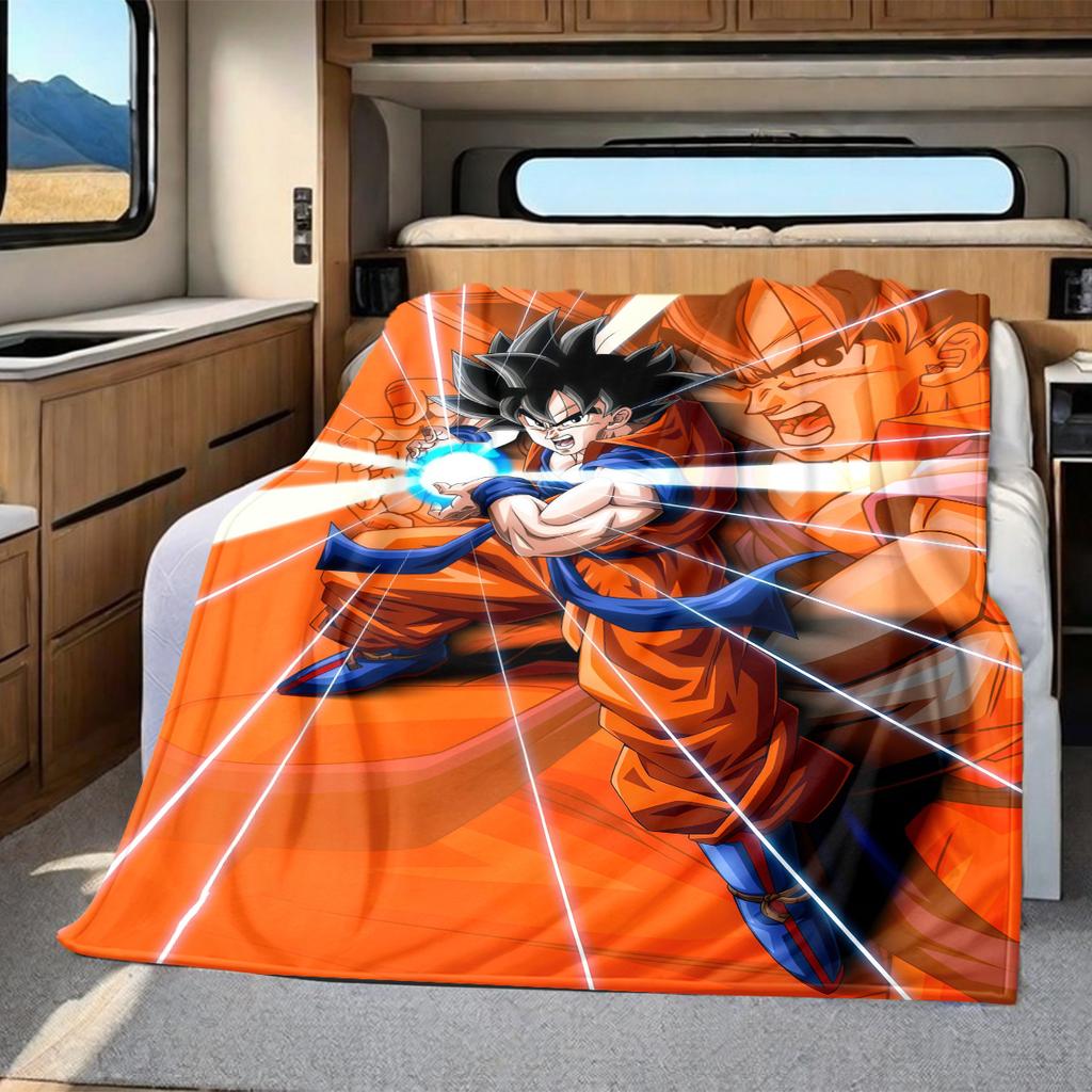 1 ks flanelová deka s potiskem DRAGON BALL, Vysoká kvalita, Pro všechna roční období, Domácí dekorace, Teplo a pohodlí, Perfektní jako vánoční dárky