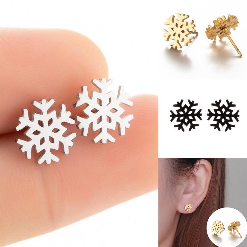 Korean Minimalist Snowflake Stud Earrings - Winter Christmas Bestie Gift Jewelry