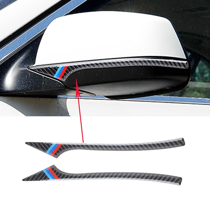 1Pair Car Carbon Fiber Rearview Mirror Anti-collision Strip Stickers For BMW 5Series E60/F10/F07/F01 2008-2017 Auto