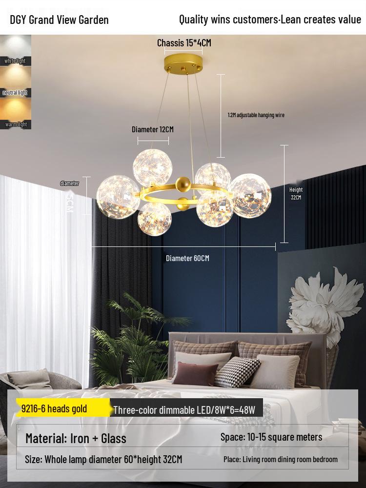 Nordic Modern Minimalist Luxury Starlight Chandelier for Living Room, Dining Room & Bedroom - Model 021L