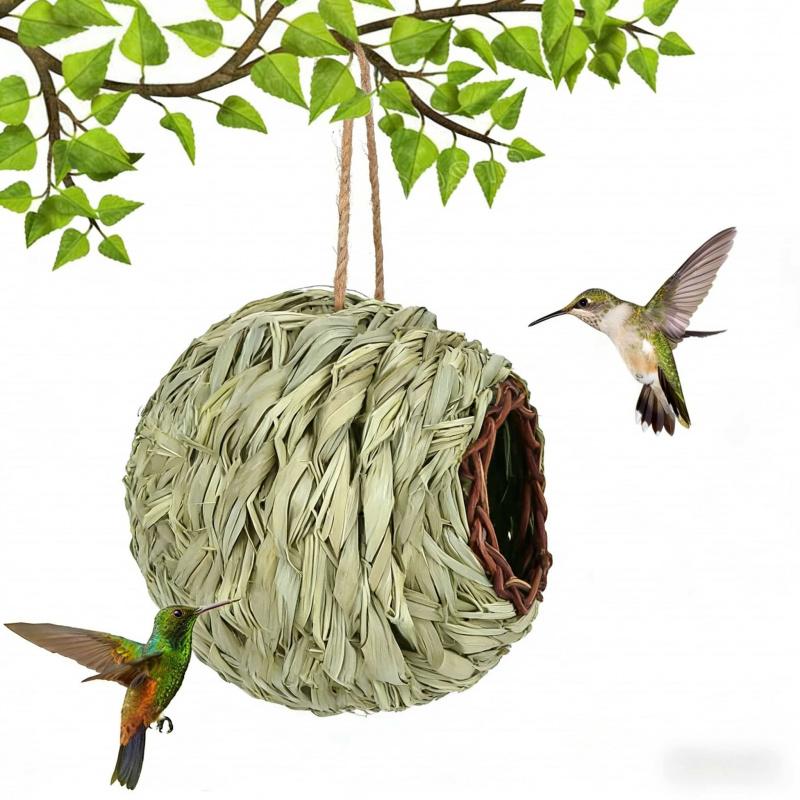Handmade Spherical Bird Nest for Courtyard and Balcony, Creative Birdhouse To Attract Birds for Outdoor Gardening Decoration