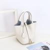 2026 new first-layer lychee pattern leather bucket bag European and American brand fashion gold buckle cowhide vegetable basket women's bag