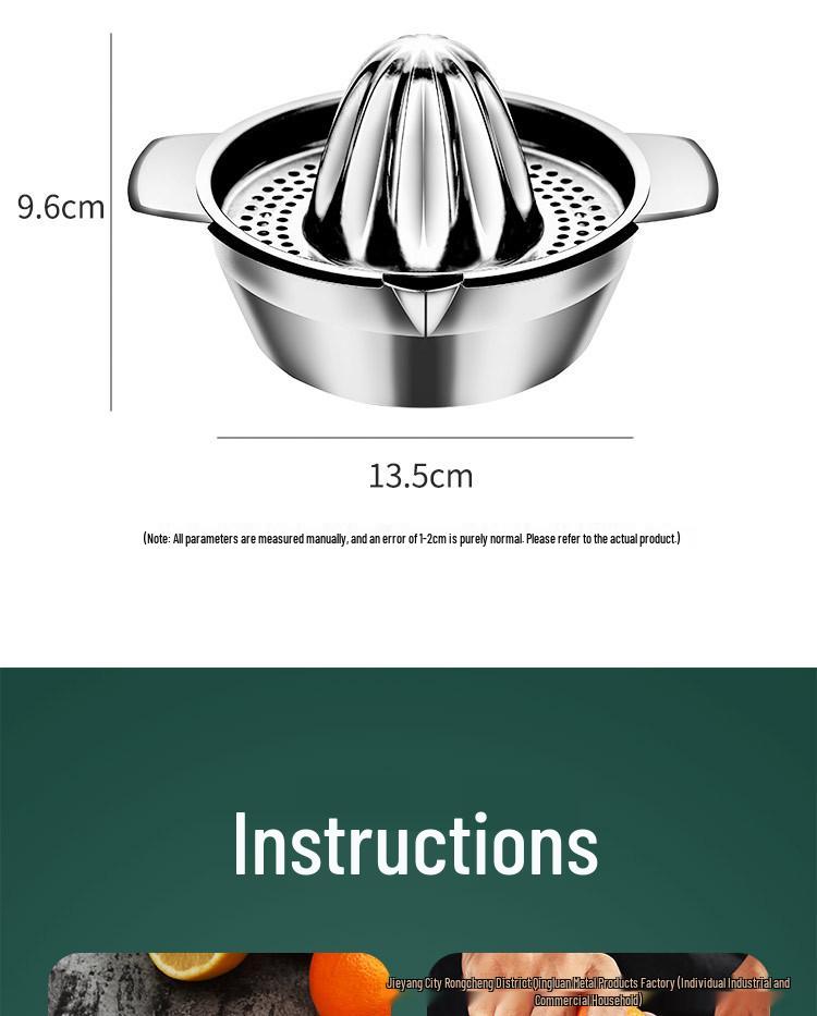 304 Stainless Steel Thickened Hand-Press Juicer for Lemons and Oranges with Customizable Logo