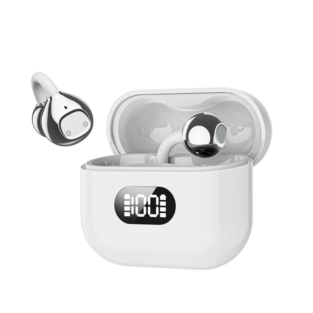 Clip-On Open Ear Air Conduction Earbuds Bluetooth 6.0 Touch Control Digital Display Charging Case Sports Gaming Earphones for iOS Android