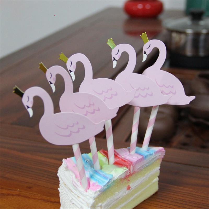 15Pcs Flamingo Swan Cupcake Cake Toppers Picks Birthday//Wedding Party UK