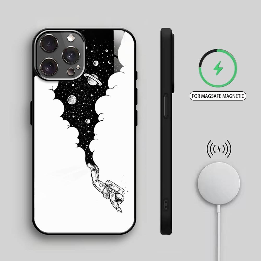 A-Astronaut in Space Phone Case For iPhone17,16,15,14,13,12,11 Plus,Pro Max Magnetic For Magsafe Wireless Charging