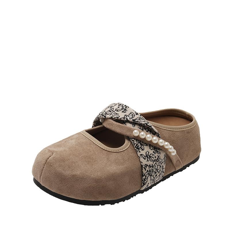 

Женские одинарные туфли на плоской подошве 2025 новая весна и осень универсальная модная вечерняя бриз круглый носок мелкий вырез Мэри Джейн бабушкины туфли полушлепки 35