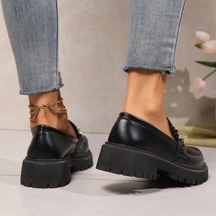 Large Size Mary Jane Shoes Spring and Autumn New Shallow Mouth Round Head Thick Sole Out Fashion Single Shoes Women