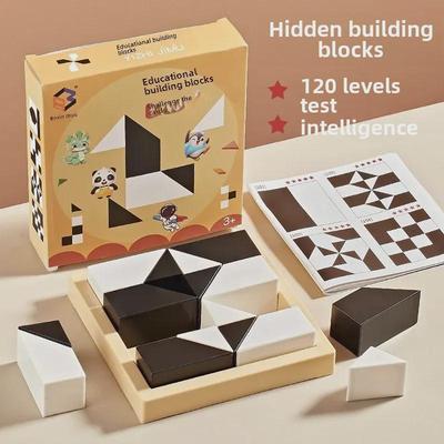 Verstecktes Baustein-Puzzle für Kinder im Alter von 3 bis 10 Jahren - Schwarz-Weiß-Denktraining