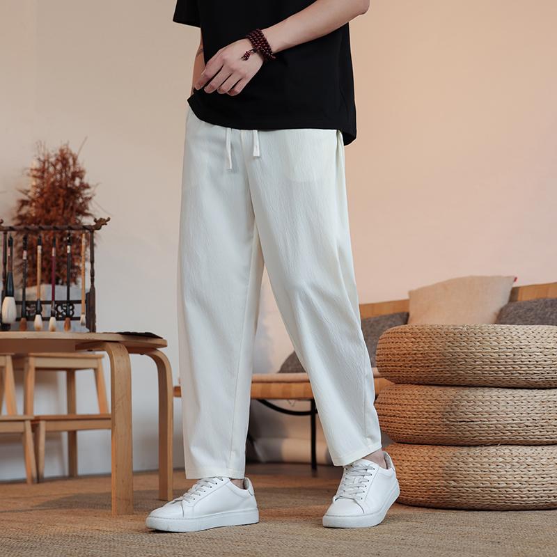 

Летние мужские повседневные брюки мужские модные японские укороченные брюки свободные брюки мужские однотонные уличные длинные брюки L хаки